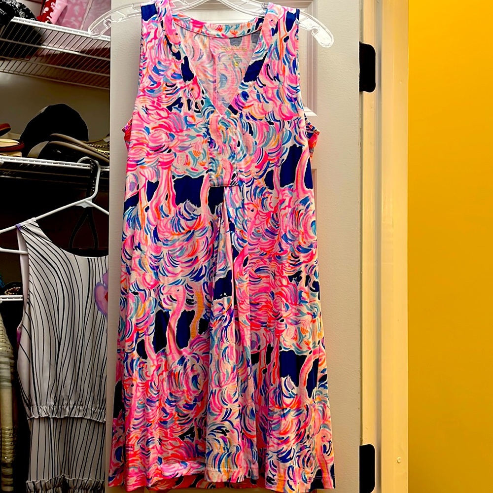 XS Lilly Pulitzer navy and pink Pima cotton dress